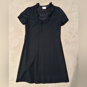 J. Crew Black Ruffle Neck Wool Dress - EUC - Sz 6